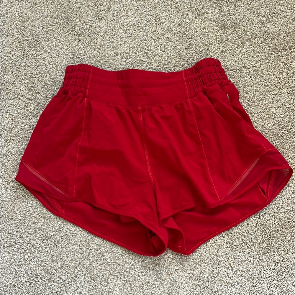 Lululemon Red Hotty Hot High-rise 2.5” Shorts